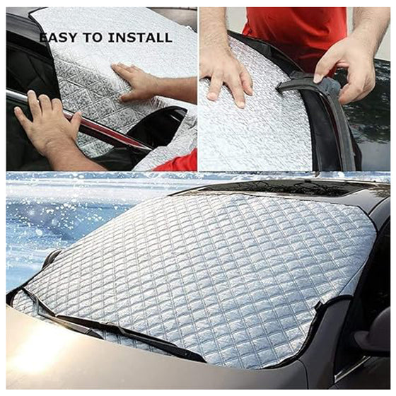 Installing the windshield cover on a car