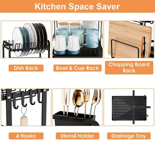 2 Tier Dish Drying Rack Organizer