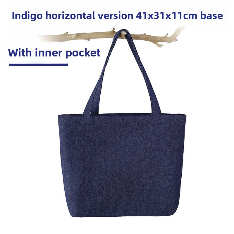 Denim and Canvas Shoulder Handheld Shopping Bag