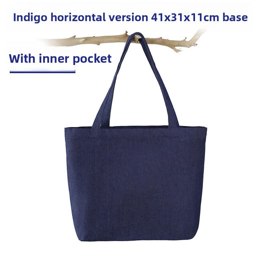 Denim And Canvas Shoulder Handheld Shopping Bag