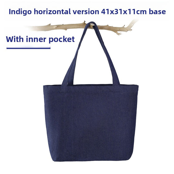 Denim And Canvas Shoulder Handheld Shopping Bag product image 6