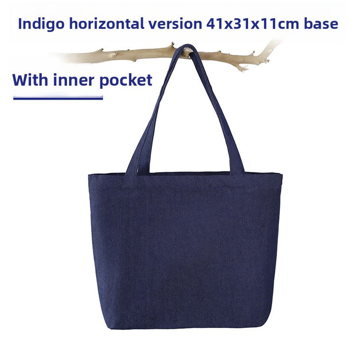 Denim and Canvas Shoulder Handheld Shopping Bag
