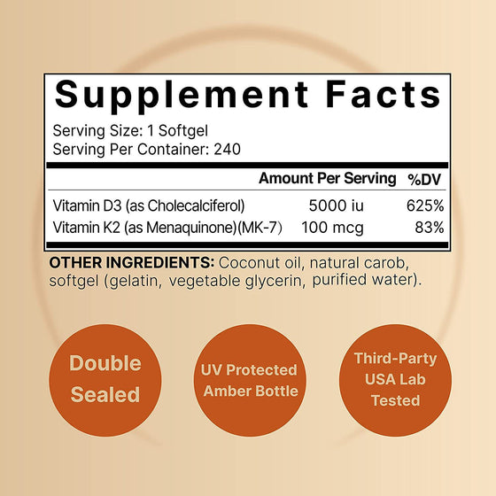 Vitamin D3 and K2 Softgel Capsules product image 3