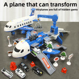 Inertia Transforming Aircraft Toy with Music and Alloy Cars