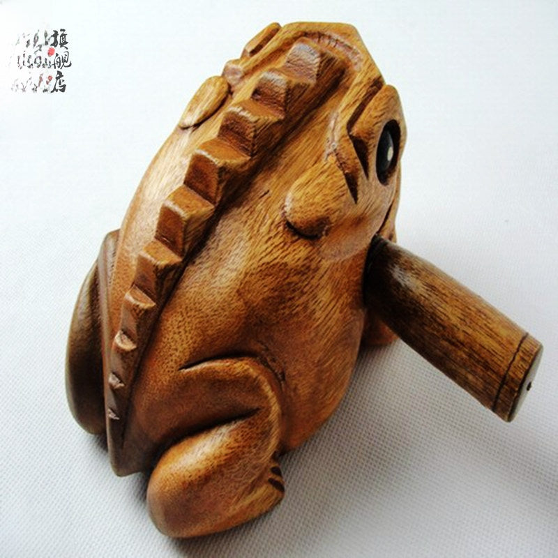 Hand-Carved Mango Wood Croaking Frog, additional photo 1
