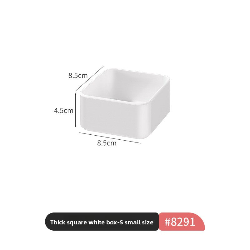White stackable open plastic desktop storage boxes, photo 6