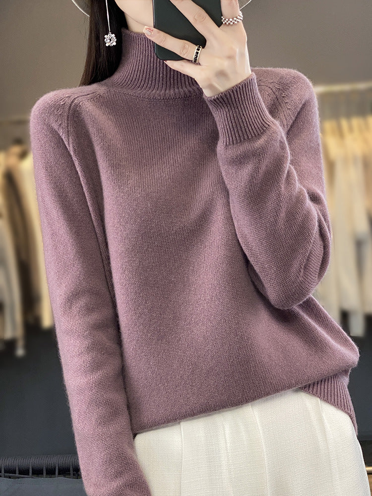Solid Color Pullover Knit Sweater for Women Long Sleeve Loose Fit Viscose Soft Top
