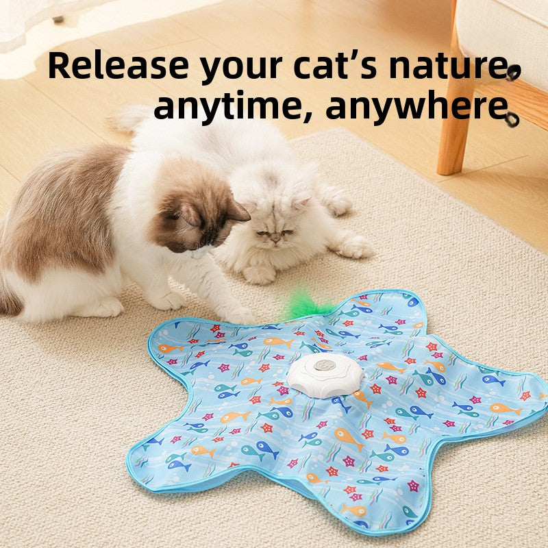 Interactive Automatic Cat Toy Hide and Seek Cover with Replaceable Teaser Wand
