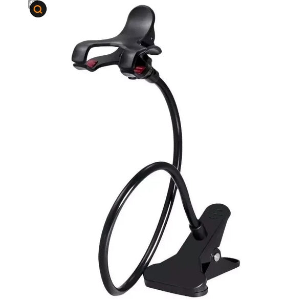 Gooseneck phone holder clamp on desk edge