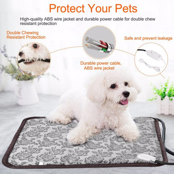 Pet heating pad features: chew-resistant cord and leak-resistant controller