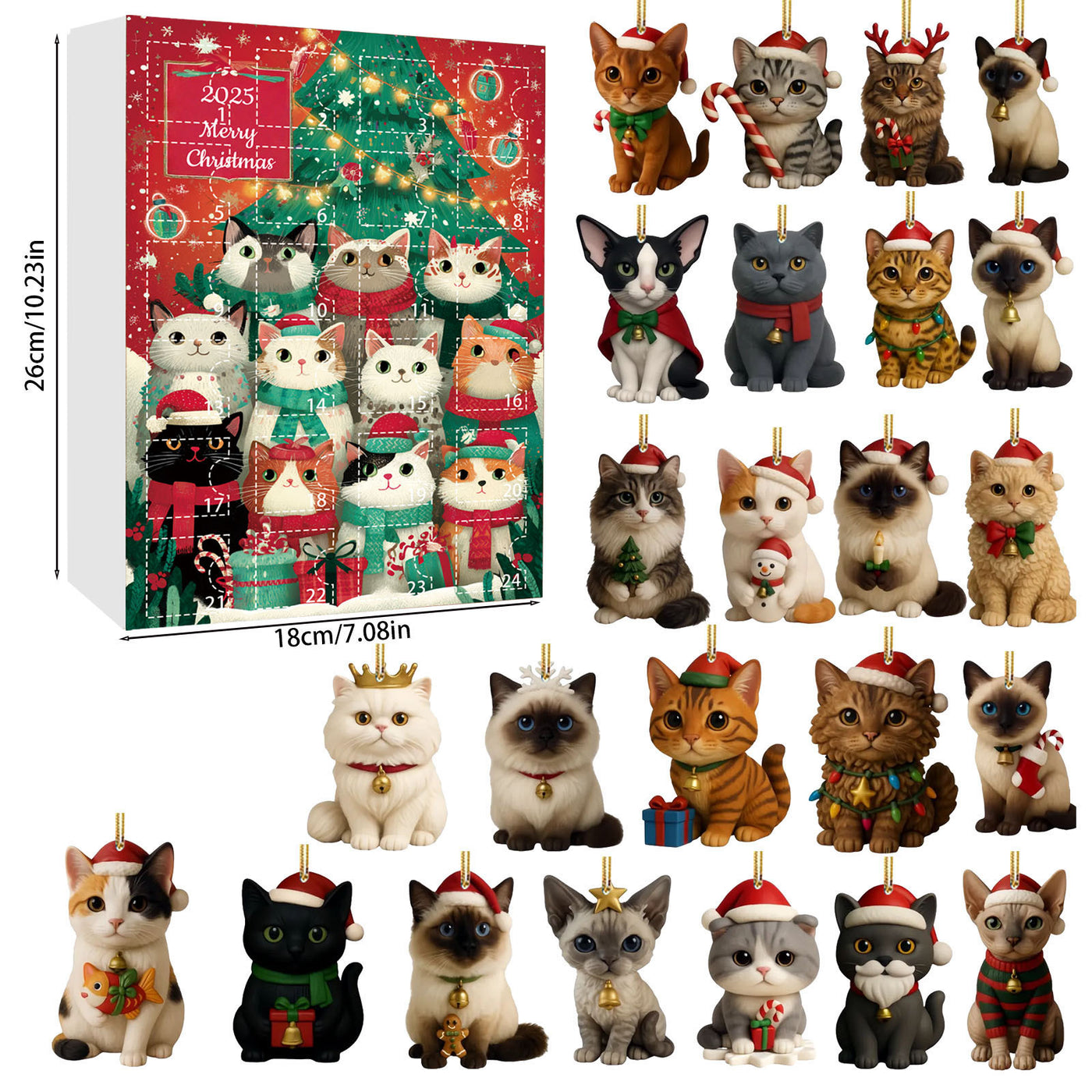 Cat Lovers Christmas Tree Decoration Acrylic Pendant