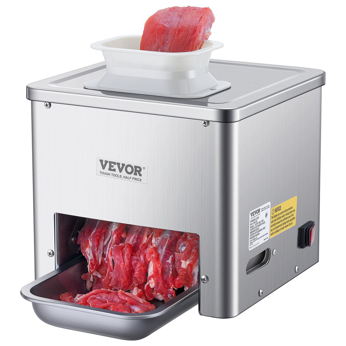 550W electric meat slicer shown on white background
