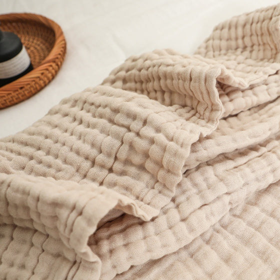 6-Layer Pure Cotton Gauze Towel Blanket, All-Cotton Bubble Gauze Towel Blanket, Single/Double Air-Conditioning Summer...