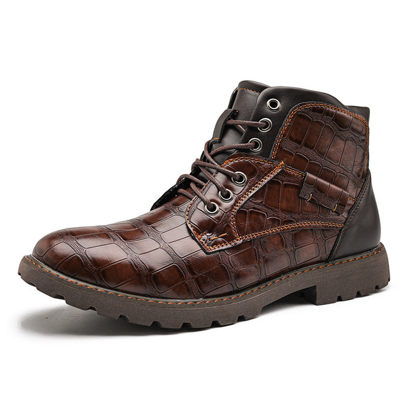 Mens Vintage Side Zip Leather Boots