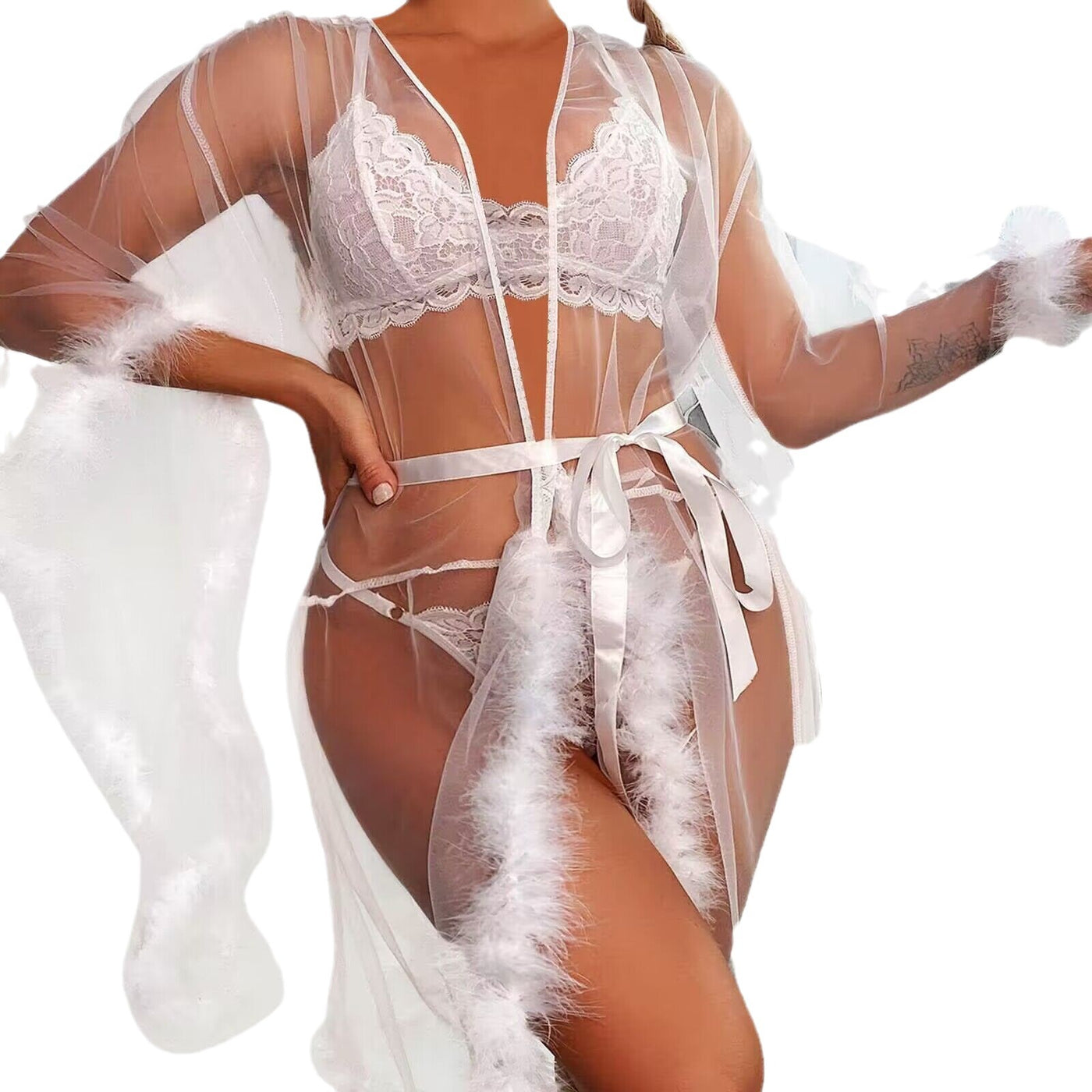 See-through mesh sex underwear seduces MAO MAO's pajamas