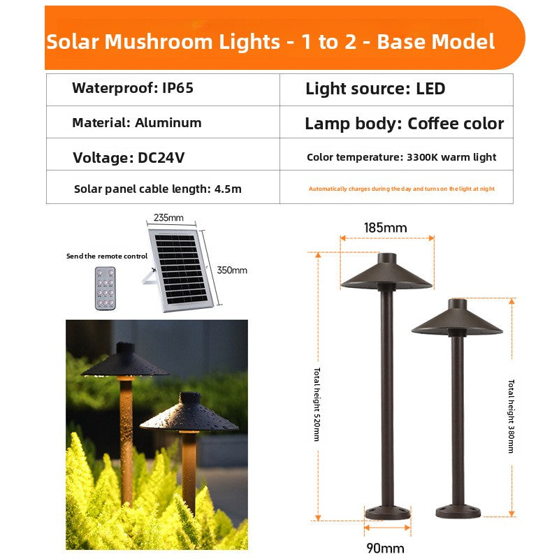 Solar Powered Waterproof LED Mushroom Lawn Light