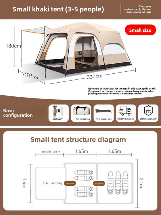 Foldable Waterproof Camping Tent with Two Bedrooms Camping Shelter & Sleep product image 6