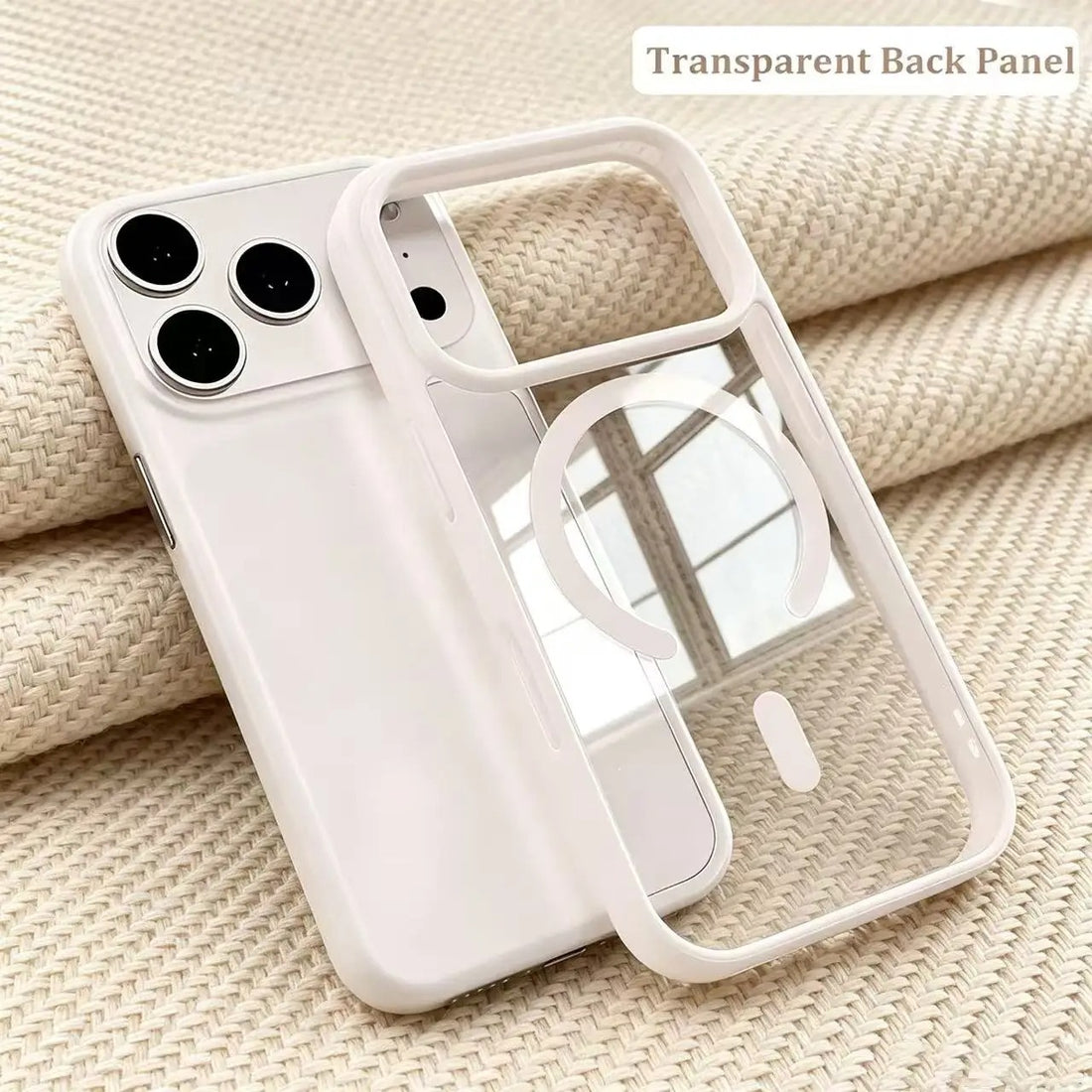 Magnetic Transparent Phone Case with Skin-Feel TPU PC Acrylic Frame