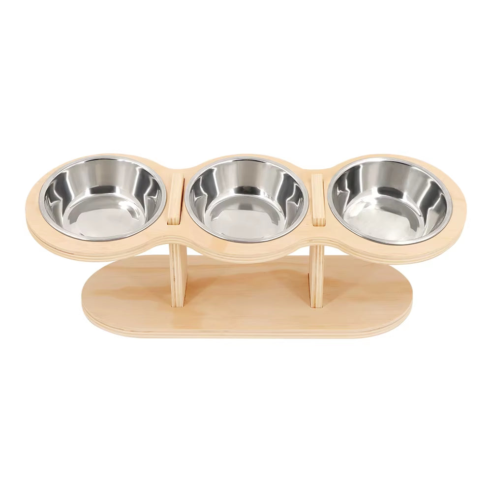 Cat Food Bowls 15° Tilted Pet Bowls for Cats Puppy Small Dogs Raised Adjustable Cat Bowl Feeder with 3 Stainless Steel Bowls
