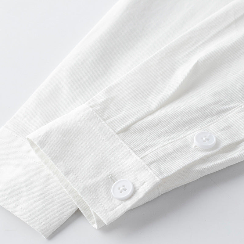 Men's Pure Cotton Solid Color Long Sleeve Lapel Shirt