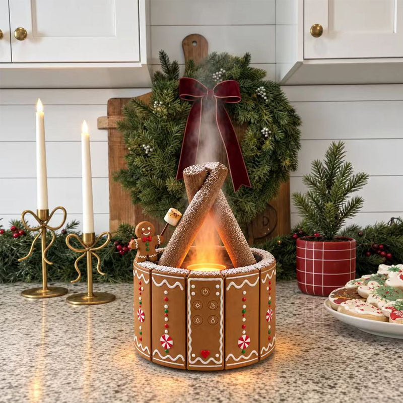 Santa Claus & Gingerbread Man Christmas Aroma Diffuser – Hand-Painted Holiday Essential Oil Diffuser