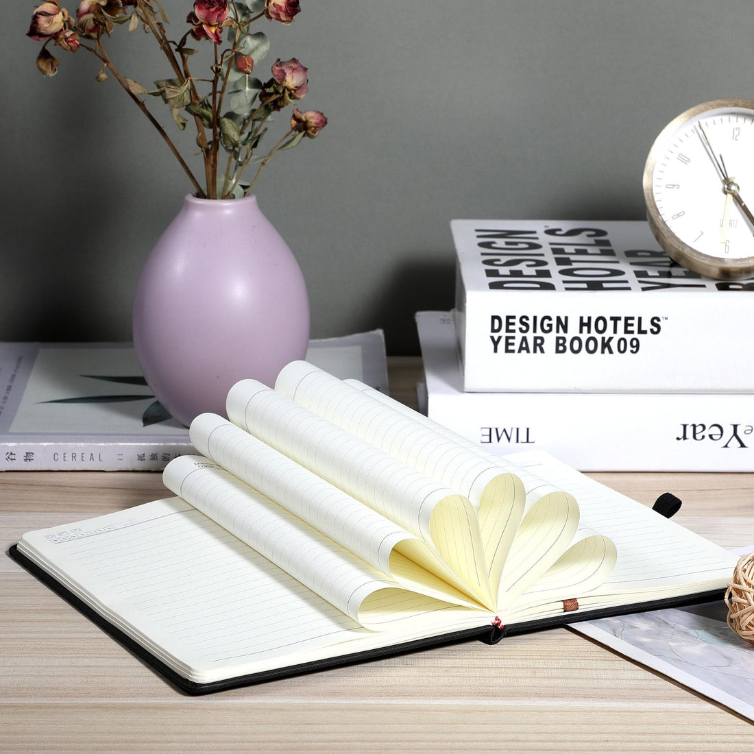 Faux leather hardcover lined notebook with elastic band, photo 4