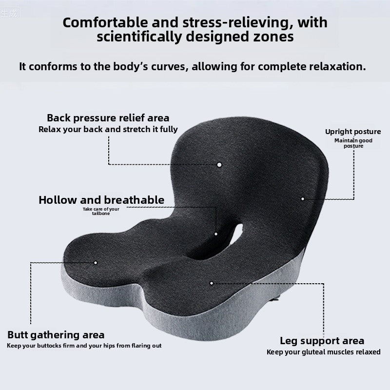 Ergonomic Memory Foam Seat Cushion with Lumbar Support Breathable Office Chair Pad