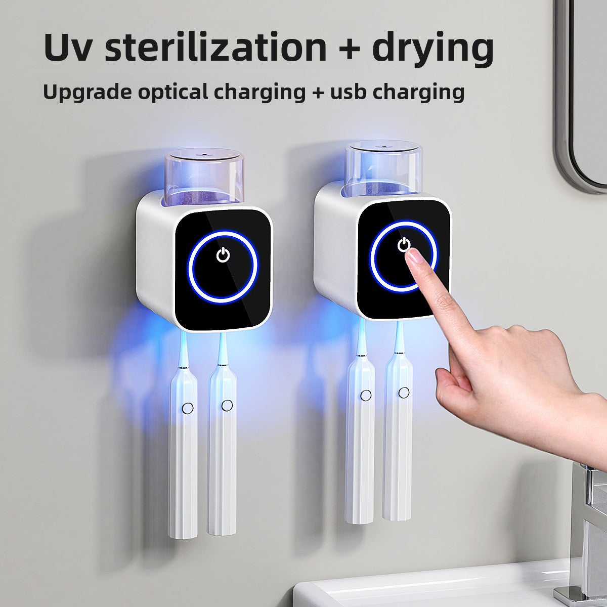 Wall Mounted Toothbrush UV Sterilizer and Holder