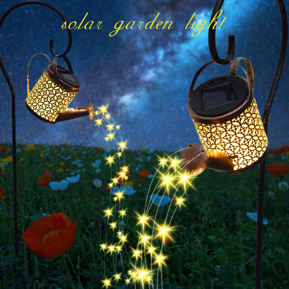 Outdoor waterproof solar-powered perforated projection lamp