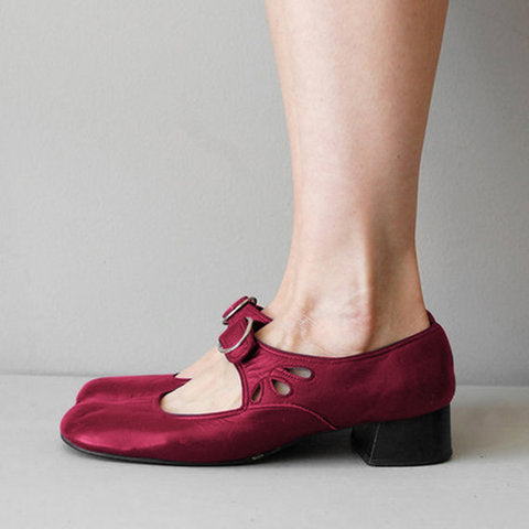 Low Heel Buckle Strap Casual Shoes