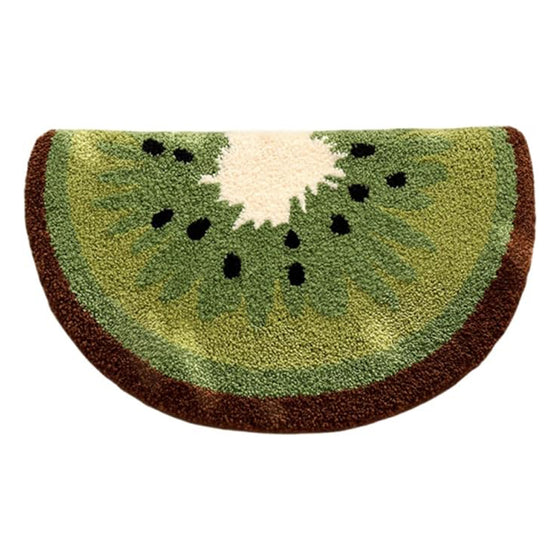 Top view of the half-round kiwi bath mat