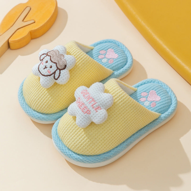 Cute Animal Plush Cotton Slippers Non-Slip Warm Indoor Home Slippers for Kids Unisex
