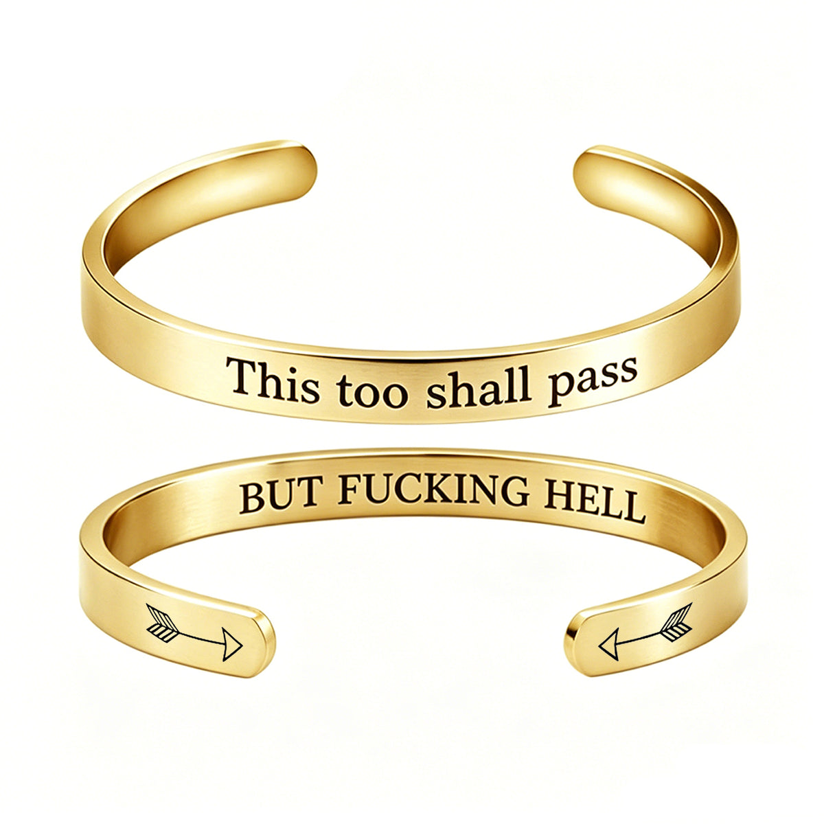 Engraved C-Shape Stainless Steel Bracelet