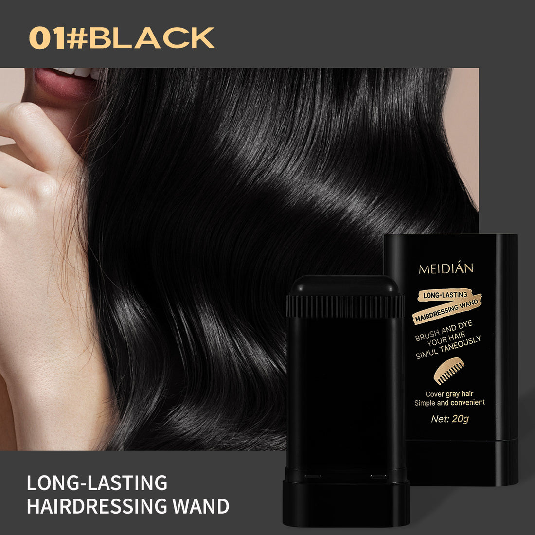 Natural Gray Hair Coverage Quick Color Touch-Up Stick Water-Resistant Hair Dye Pen
