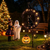 Solar Black Cat Pumpkin Stake Light