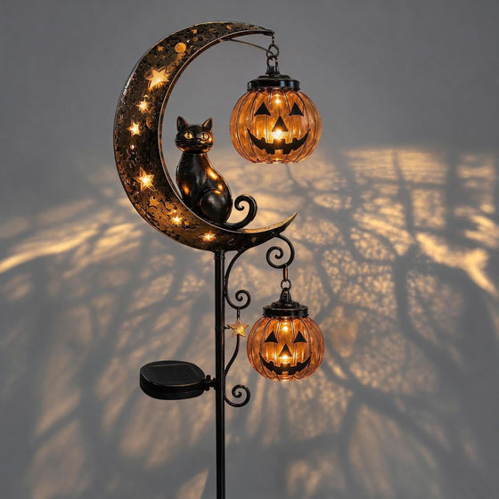 Solar Black Cat Pumpkin Stake Light Decor product image 4