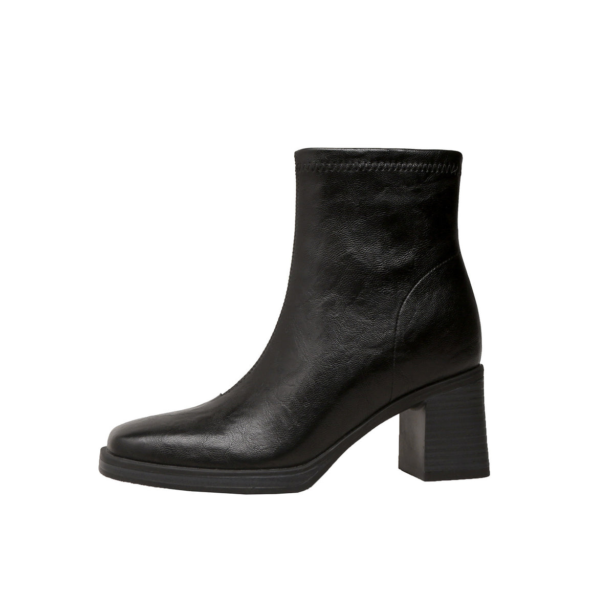 Women's Retro Square Toe Short Boots with Invisible Height Increase