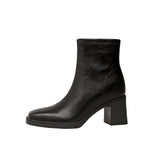 Women's Retro Square Toe Short Boots with Invisible Height Increase