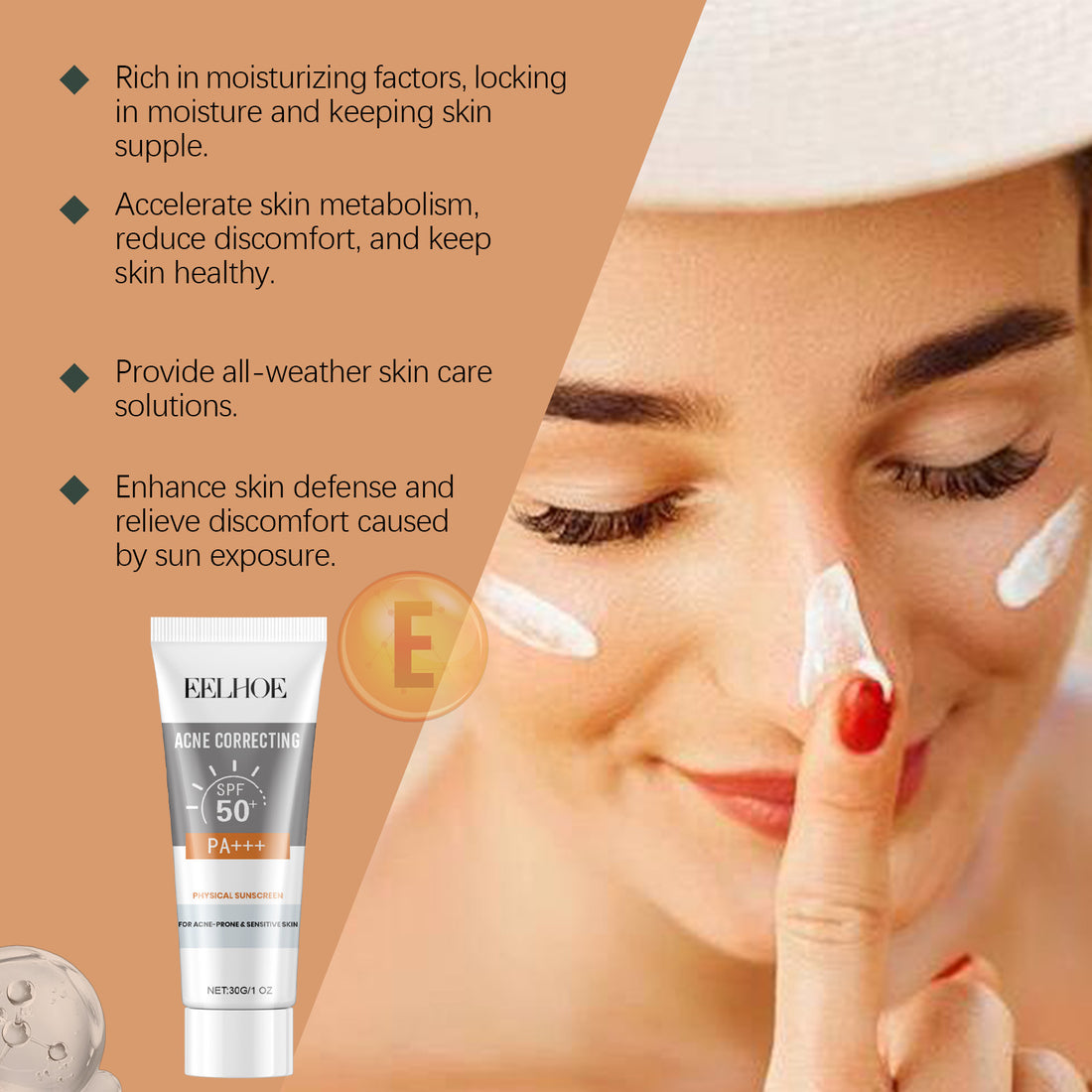 Hydrating SPF Sunscreen Cream being applied