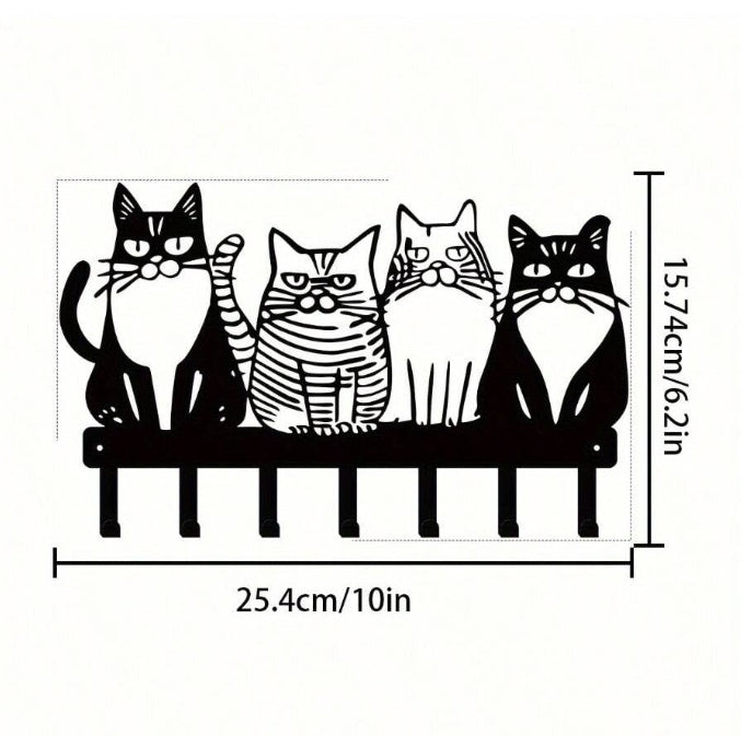 Cat wall hook rack size chart 25.4 x 15.7 cm