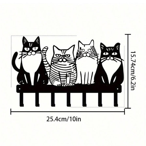 Cat wall hook rack size chart 25.4 x 15.7 cm