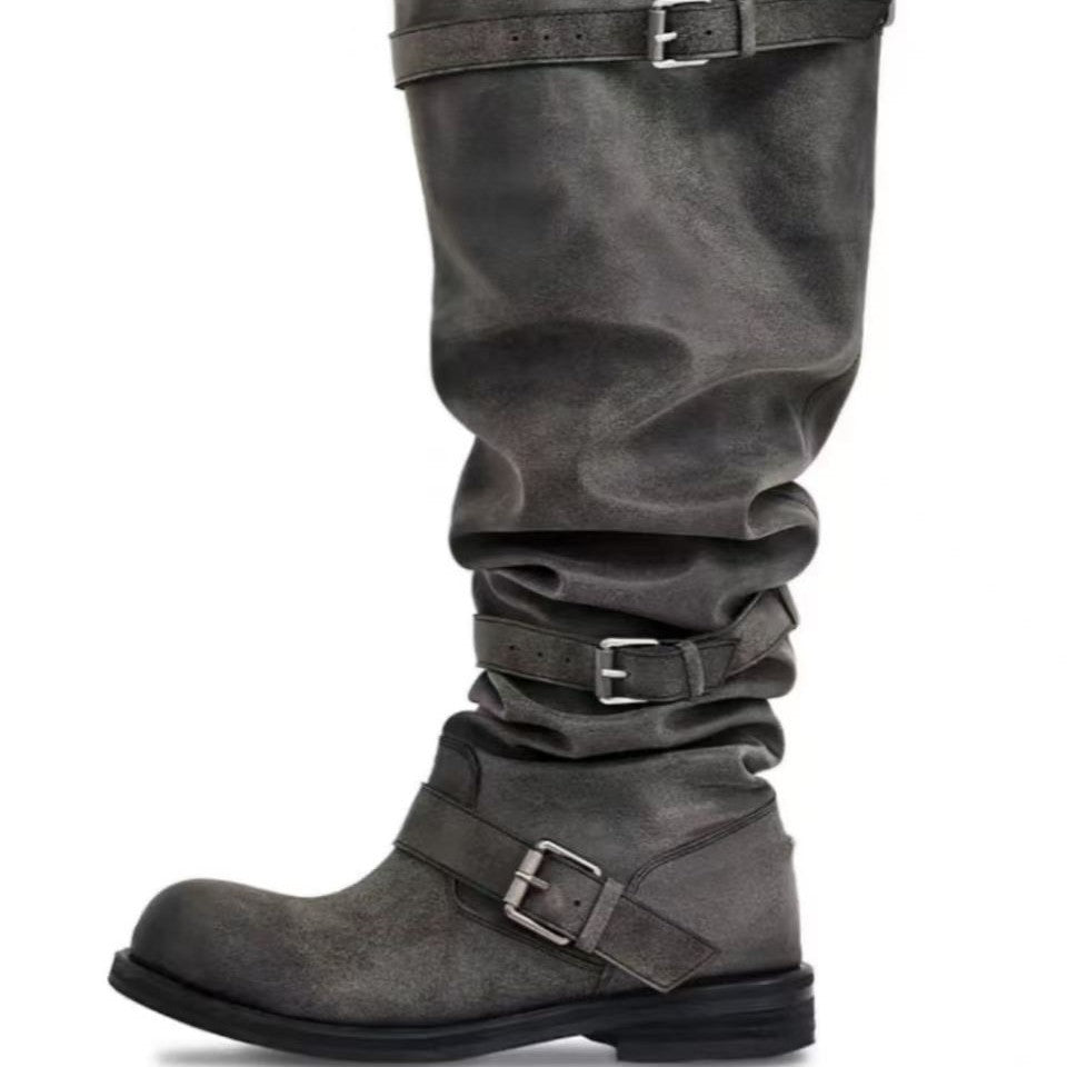 Women's Niche Korean Design Wide-Calf Over-the-Knee Chunky Heel Riding Boots