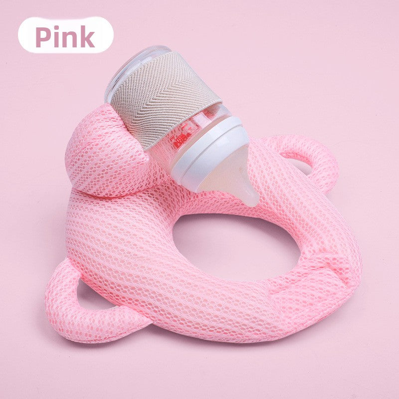 Portable anti-spitting-up baby bottle-feeding pillow for infants