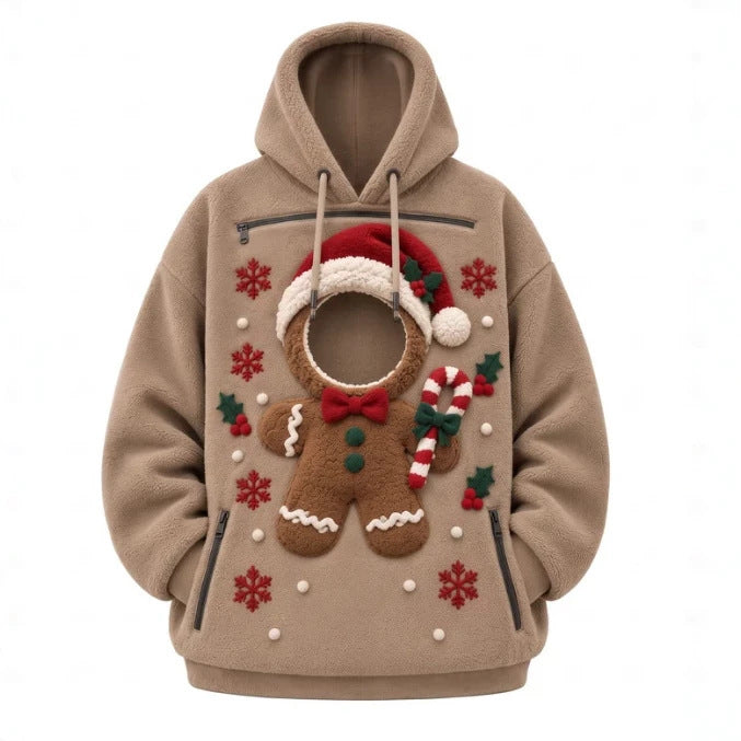 Christmas Cat Pouch Hoodie, Santa Pet Carrier Hoodie, Your Pet Becomes Santa's Face