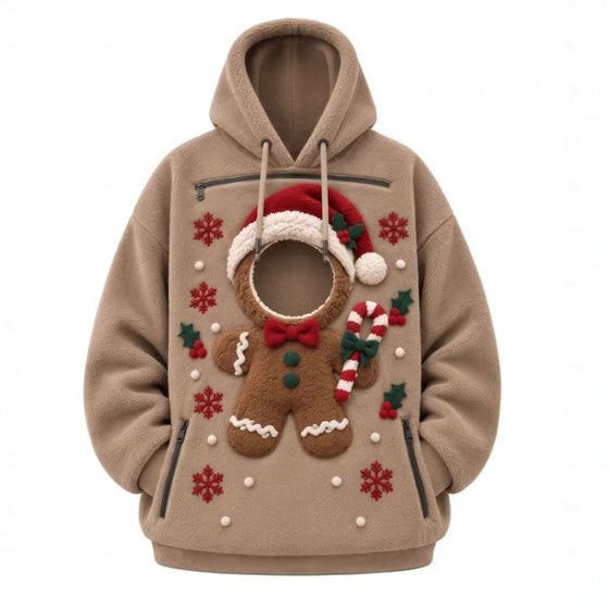 Christmas Cat Pouch Hoodie, Santa Pet Carrier Hoodie, Your Pet Becomes Santa's Face