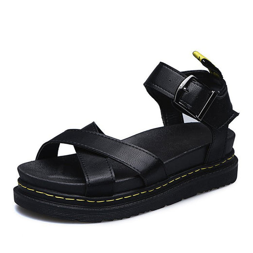New Design Womens Flat Roman Sandals Thick Hollow Out Sandals