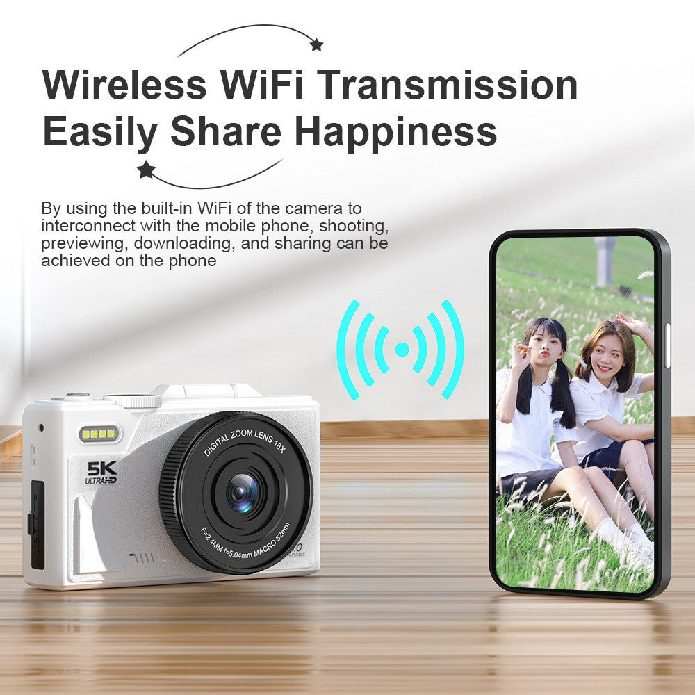 Flip Screen WiFi Digital Camera with 5K Video