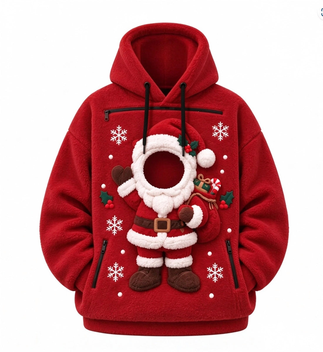 Mens Christmas 3D Print Hooded Sweatshirt Fleece Lined Long Sleeve Pullover