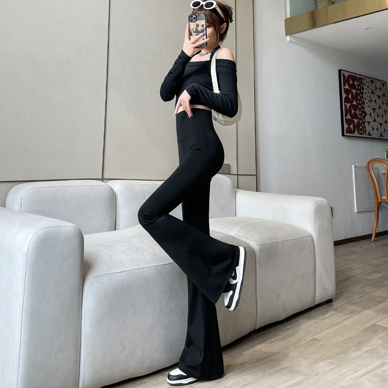 Women's High Waist Micro Flared Pants Slimming Spring Autumn Long Trousers