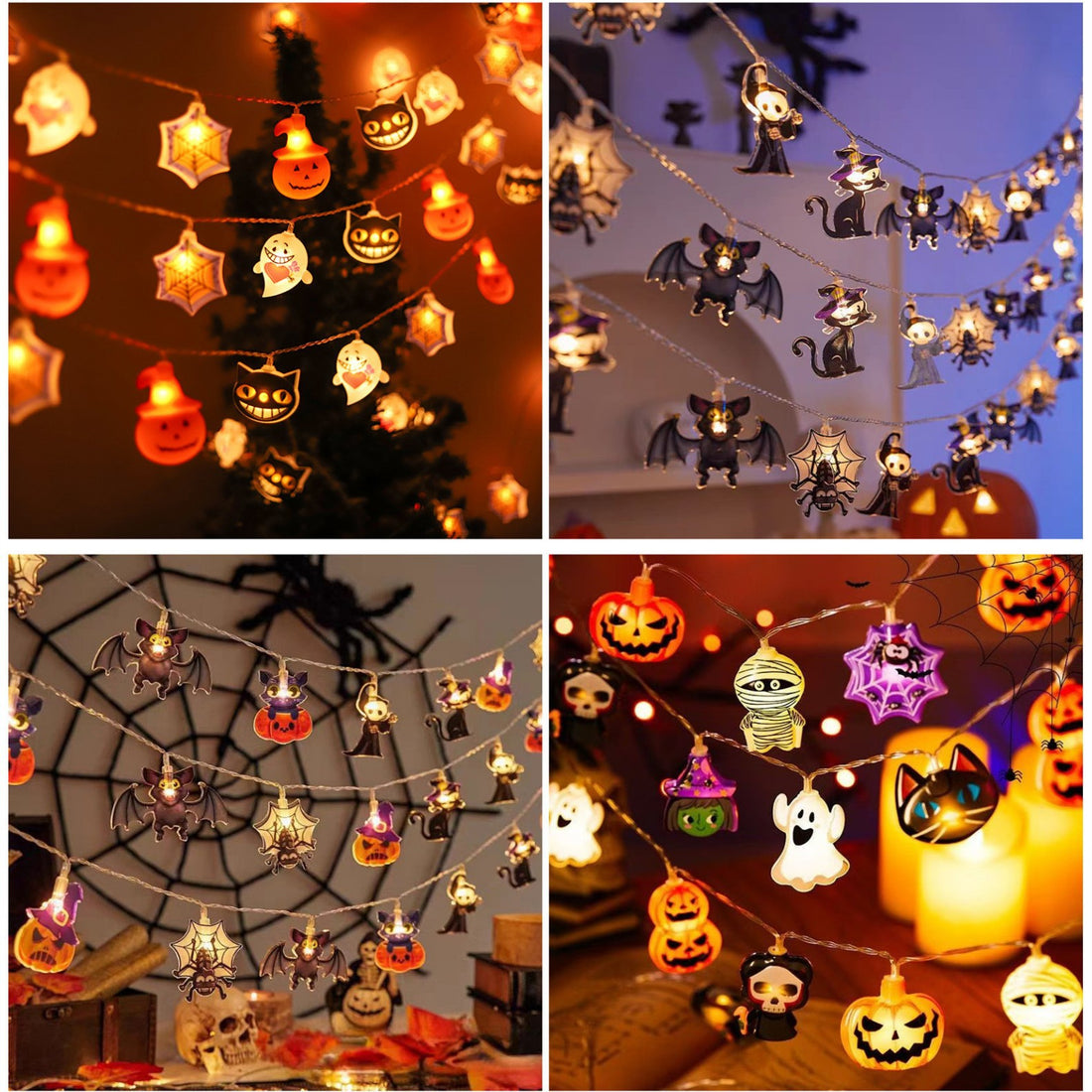 LED Halloween String Lights Pumpkin Ghost Spider Decorative Lighting